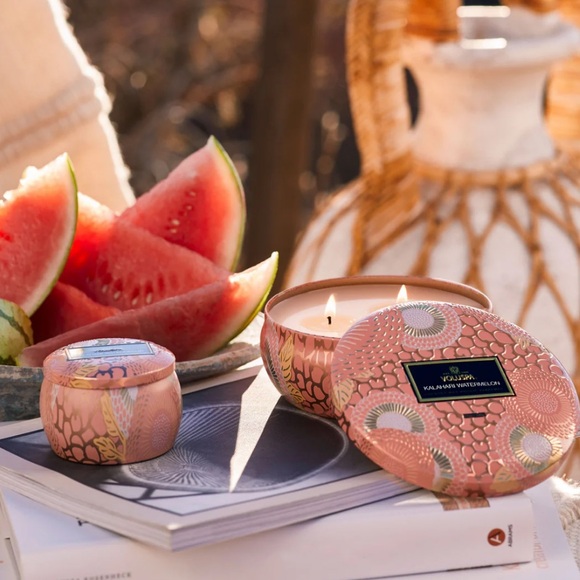 NEW Voluspa KALAHARI WATERMELON 3 Wick Tin Candle - Picture 3 of 9